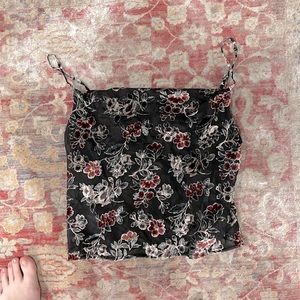 Vintage velvet cropped floral tank top